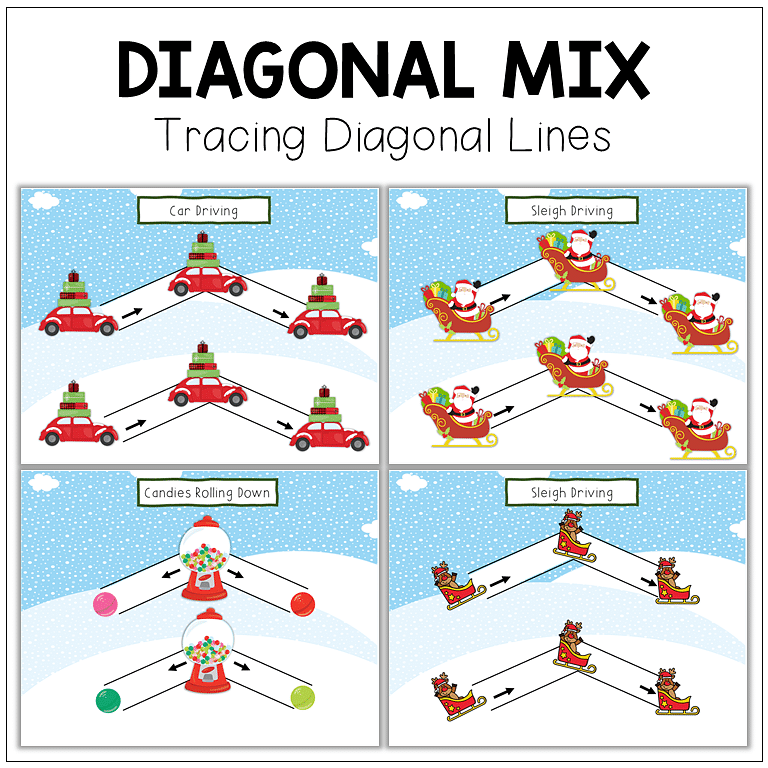 50+ Pages of Fun Christmas Tracing Horizontal Lines Prewriting Worksheets 5 Christmas Pre-Writing Tracing Printables : FREE 5 Pages of Diagonal and Zigzag Lines Tracing 7