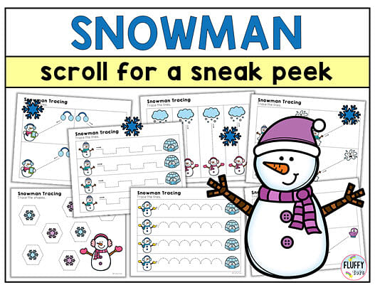 60+ Pages Exciting Snowman Tracing Worksheets 2 snowman preschool