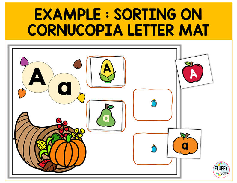 Easy Thanksgiving Letter Sorting Cut-and-Paste Letter Recognition Activity 7 thanksgiving letter sorting, thanksgiving letter recognition, thanksgiving letter activity