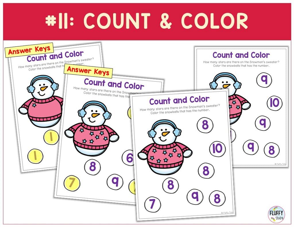 100+ Fun Pages of Snowman Math Preschool Worksheets with Answer Keys 13 100+ Fun Pages of Snowman Math Preschool Worksheets with Answer Keys 9