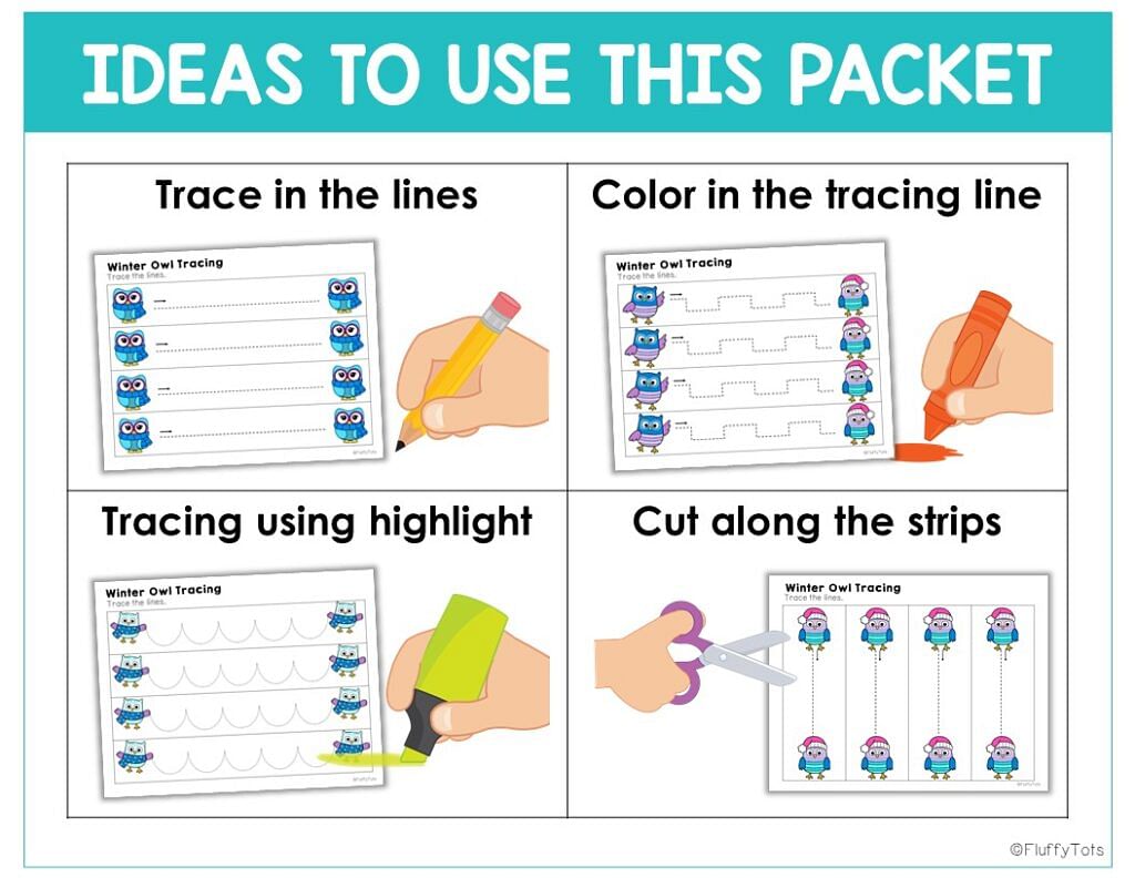 50+ Fun Pages of Winter Owls Tracing Worksheets for Preschool and Toddler 8 50+ Fun Pages of Winter Owls Tracing Worksheets for Preschool and Toddler 2