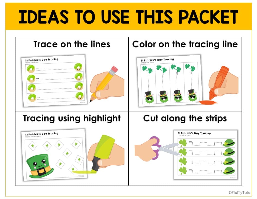 70+ Pages of Fun St Patrick's Day Tracing Printables - FluffyTots