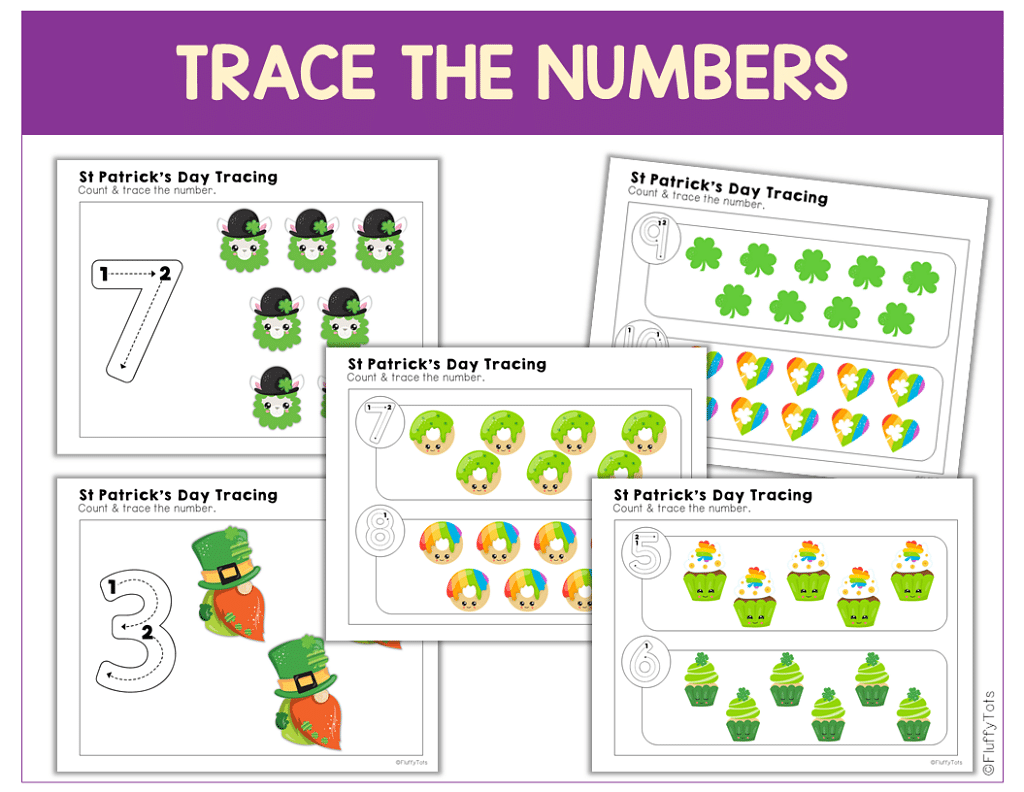 70+ Pages of Fun St Patrick's Day Tracing Printables 6 St Patrick's Day tracing numbers for preschool and toddlers