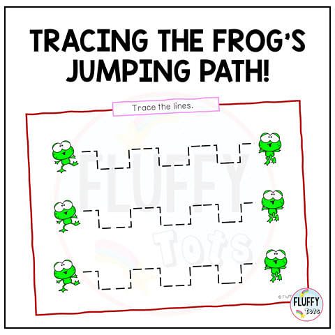 Exciting Frog Tracing Line Worksheets for Toddler and Preschool Kids 3 frog tracing