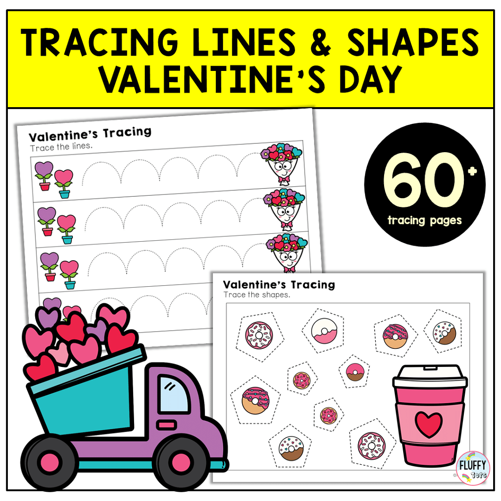 60+ Pages of Easy-to-Use Valentine's Day Tracing for Preschool Kids 2 Valentine's Day Tracing