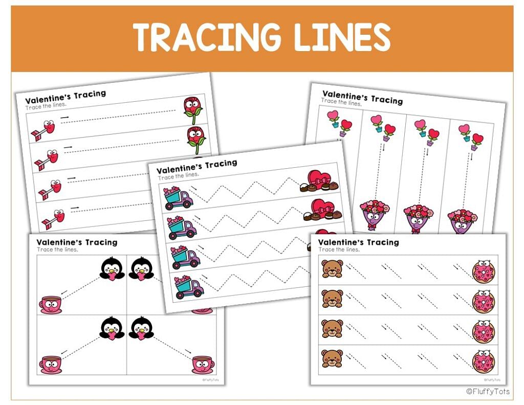 60+ Pages of Easy-to-Use Valentine's Day Tracing for Preschool Kids 3 Valentine's Day Tracing preschool