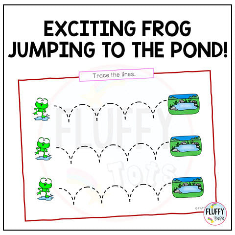 Exciting Frog Tracing Line Worksheets for Toddler and Preschool Kids 4 frog tracing lines, frog worksheets