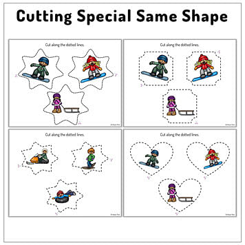 50 Pages Exciting Winter Shape Cutting Worksheets 3 Shape Cutting Practice Worksheets