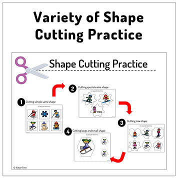 50 Pages Exciting Winter Shape Cutting Worksheets 4 Shape Cutting Practice