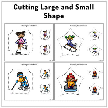 50 Pages Exciting Winter Shape Cutting Worksheets 5 Shape Cutting Practice printables