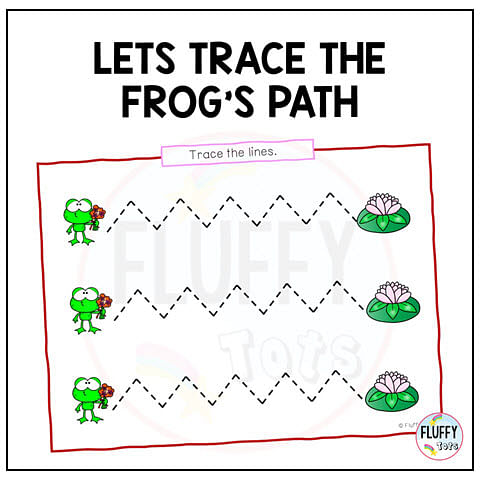 Exciting Frog Tracing Line Worksheets for Toddler and Preschool Kids 2 frog worksheets for preschoolers