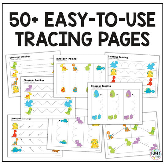 50+ Pages of Adorable Dinosaur Tracing Pages for Preschool and Toddlers 2 Dinosaur tracing pages