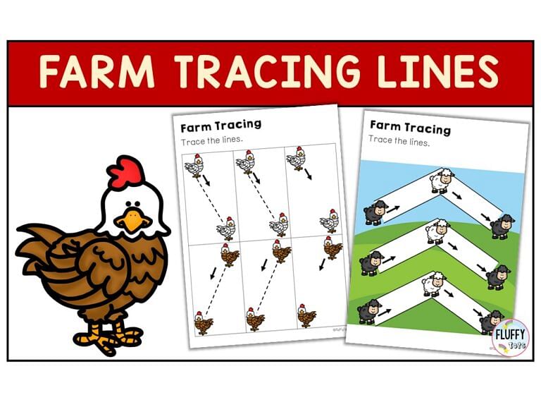 Fun Farm Animals Tracing Lines Worksheets to Excite Your Kids!