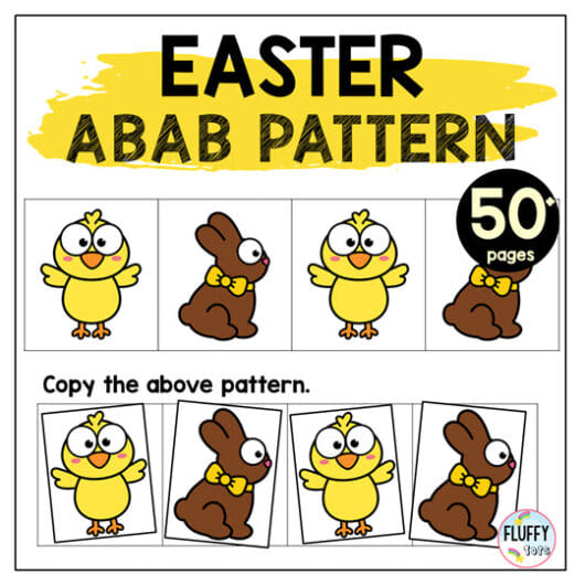 Fun Easter Egg Printable AB Pattern Worksheets - FluffyTots