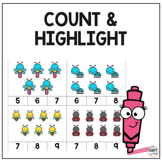 Exciting 200+ Bugs Count and Clip Cards 4 bugs preschool counting printables