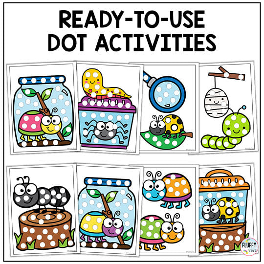 Quick 40+ Pages Bugs Dot Printables for Toddler and Preschool Kids 3 bugs dot marker printables