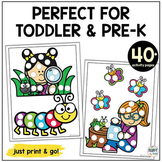 Quick 40+ Pages Bugs Dot Printables for Toddler and Preschool Kids 4 bugs dot marker activities
