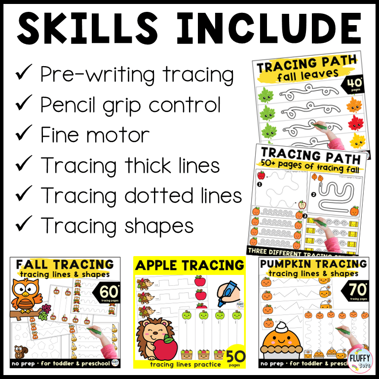 Over 500 Pages Fun & Adorable Fall Tracing Printables for Preschool and Toddler 3 Over 500 Pages Fun & Adorable Fall Tracing Printables for Preschool and Toddler 1