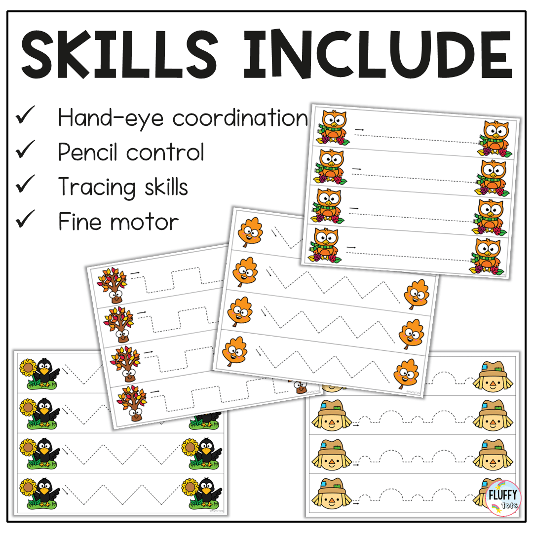 60+ Page of Easy to Use Fall Tracing Worksheets for Preschool and Toddler 9