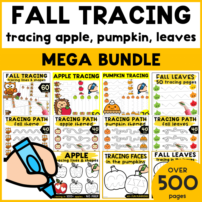 Over 500 Pages Fun & Adorable Fall Tracing Printables for Preschool and Toddler 2 Fall tracing worksheets