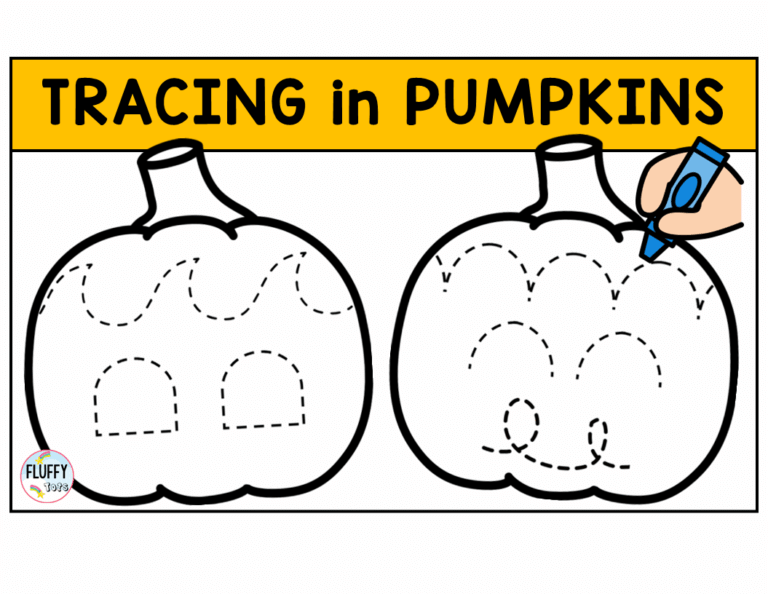 Pumpkin tracing printable pages worksheets for preschool kindergarten