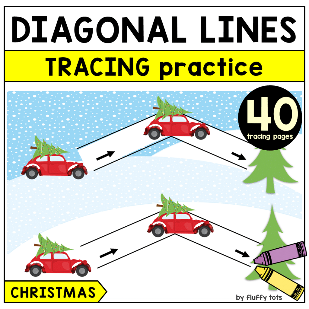 Christmas Pre-Writing Tracing Printables : FREE 5 Pages of Diagonal and Zigzag Lines Tracing 3