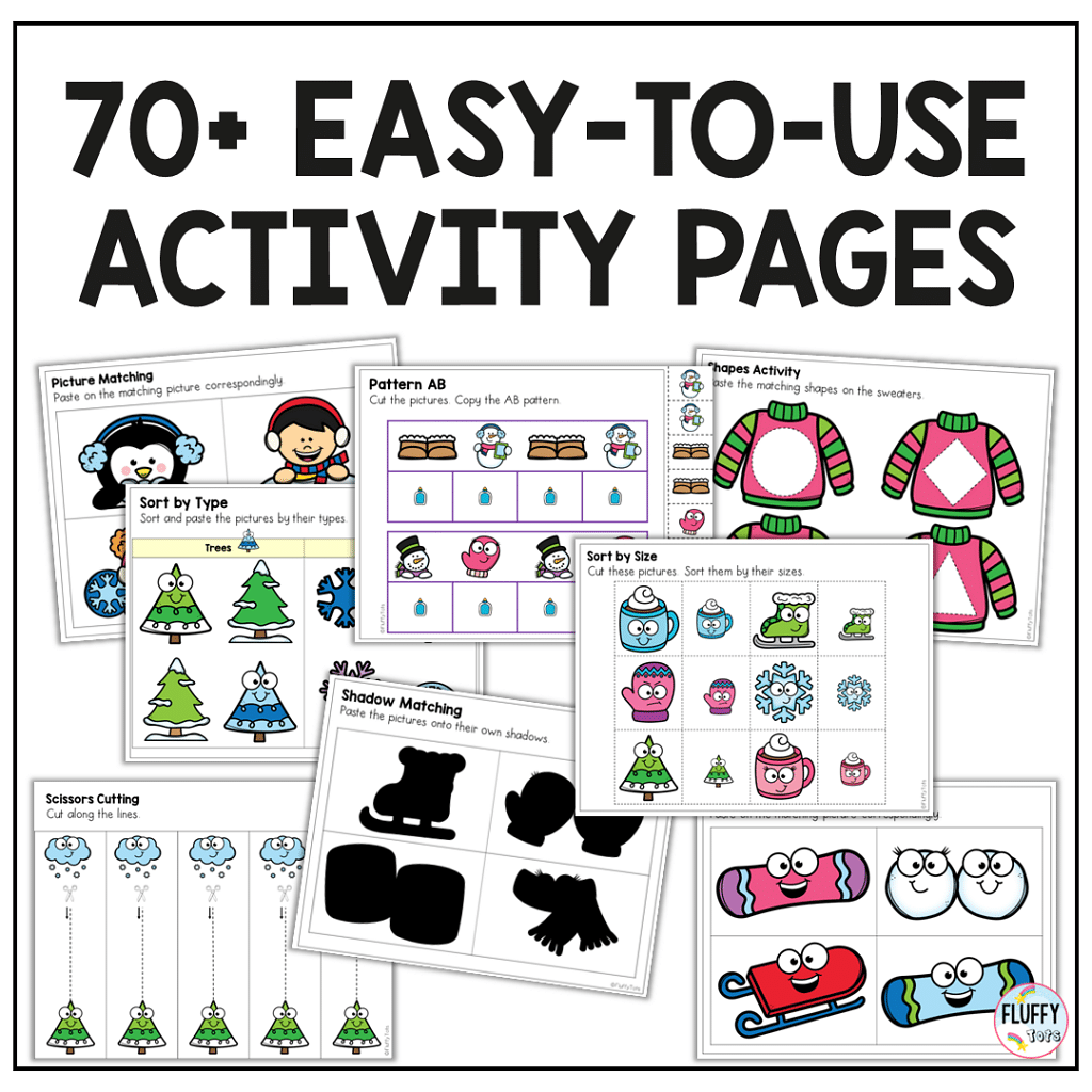 70+ Pages of Fun Winter Fine Motor for Toddler and Preschool 2 winter fine motor printables for toddler
