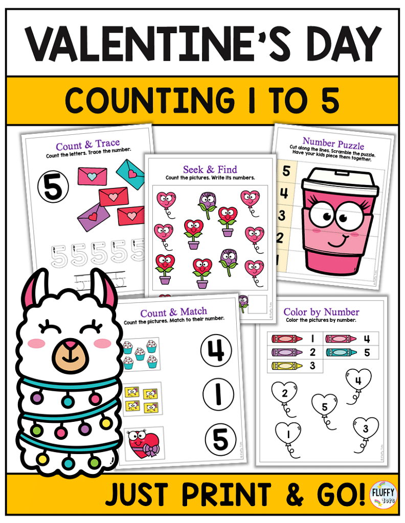 200+ Pages of Fun Valentine's Day Preschool Math Worksheets 16 Valentine's Day Preschool Math Worksheets