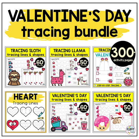 Valentine's Day Tracing Worksheets Activities Preschool