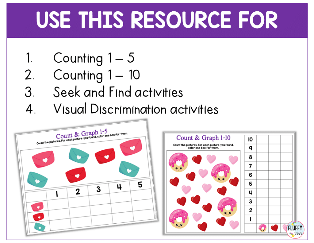 200+ Pages of Fun Valentine's Day Preschool Math Worksheets 27 Valentine's Day Preschool counting activities