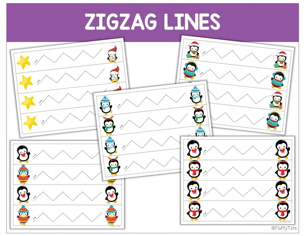 Fun Penguin Tracing Lines and Shapes for Preschool Activities 8 winter animals activities tracing pages