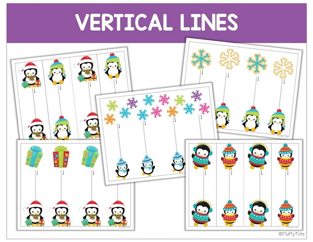 Fun Penguin Tracing Lines and Shapes for Preschool Activities 5 winter tracing worksheets for toddler