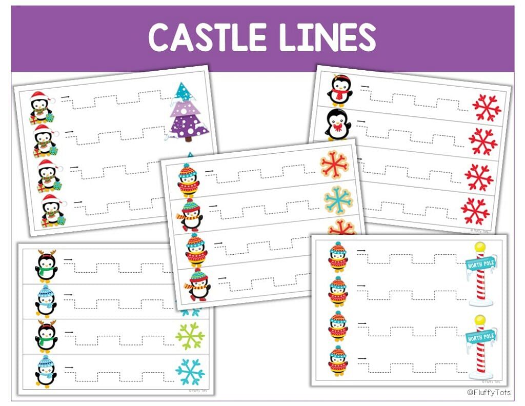 Fun Penguin Tracing Lines and Shapes for Preschool Activities 6 winter tracing printable preschool