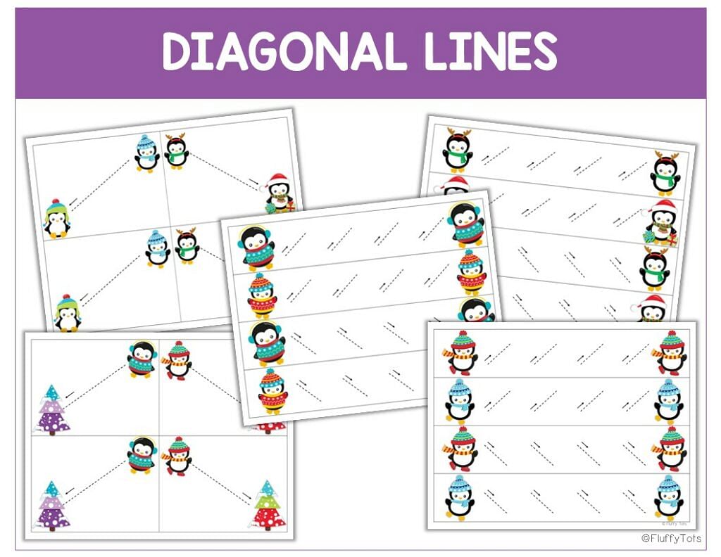 Fun Penguin Tracing Lines and Shapes for Preschool Activities 7 winter tracing penguin worksheets