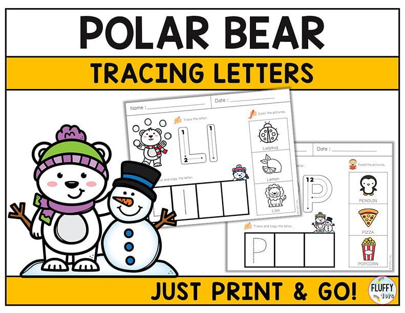 78 Pages of Fun Polar Bear Tracing Letters Preschool Activities 2 Polar Bear tracing letters activities for your winter literacy center