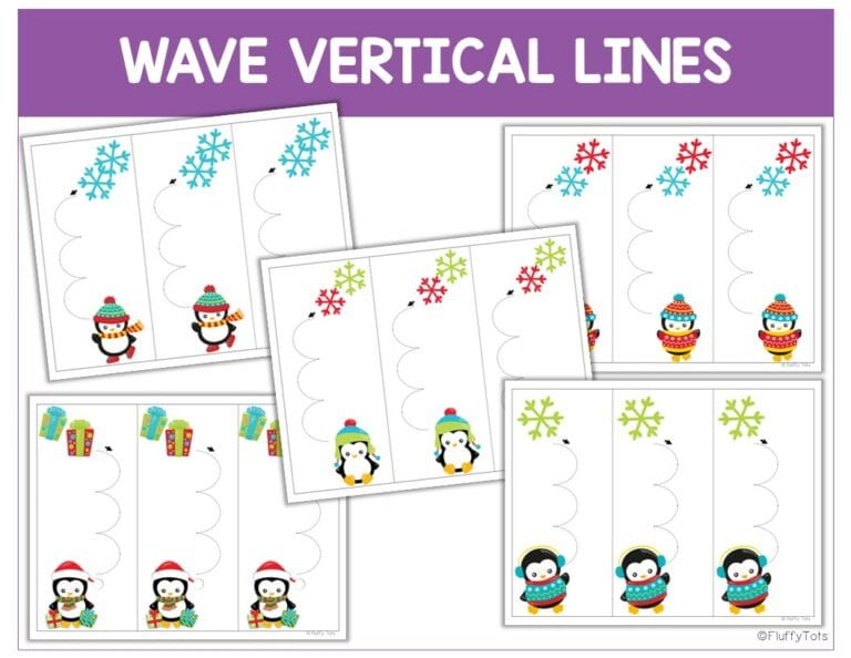 Fun Penguin Tracing Lines and Shapes for Preschool Activities - FluffyTots