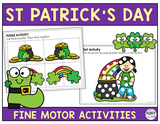 70+ Pages of Fun St Patrick's Day Fine Motor for Toddler and Preschool 2 St Patrick's Day fine motor activities