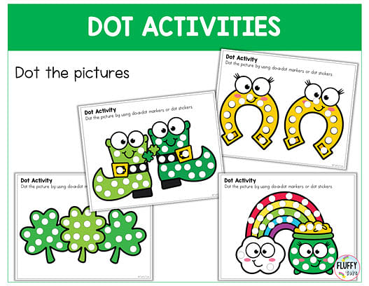 70+ Pages of Fun St Patrick's Day Fine Motor for Toddler and Preschool 19 St Patrick's Day do-a-dot activities