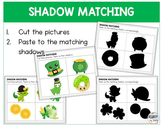 70+ Pages of Fun St Patrick's Day Fine Motor for Toddler and Preschool 14 St Patrick's Day fine motor shadow matching activities