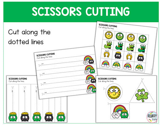 70+ Pages of Fun St Patrick's Day Fine Motor for Toddler and Preschool 12 St Patrick's Day fine motor cutting activities