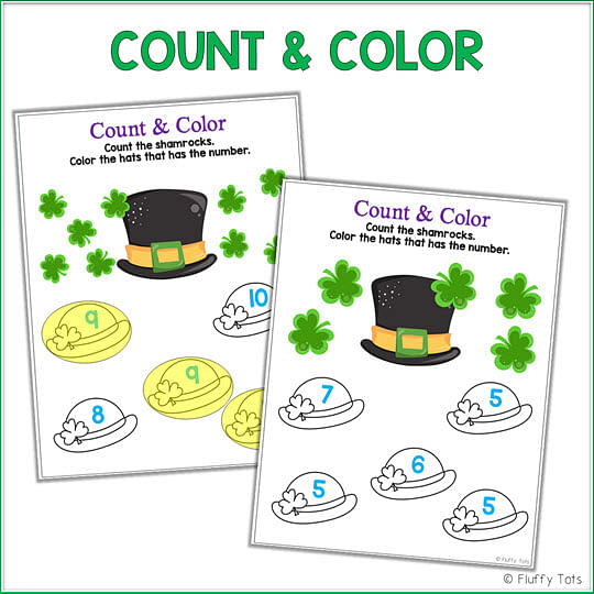 St Patrick's Day Math Activities for Preschoolers : Exciting 10+ Activities 16 St Patrick's Day counting to 10 math activities for preschooler