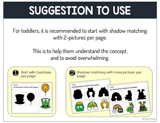 Cut-and-Paste St Patrick's Day Shadow Matching Fine Motor Activities 3 St Patrick's Day Shadow Matching for toddlers