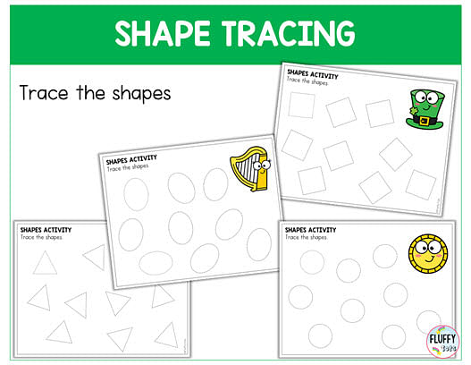 70+ Pages of Fun St Patrick's Day Fine Motor for Toddler and Preschool 10 St Patrick's Day shape activities