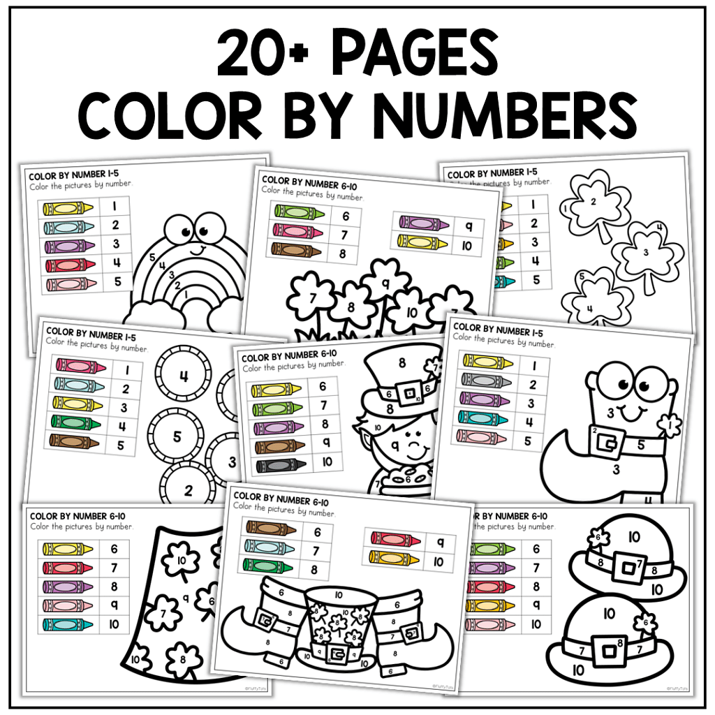 St Patrick's Day Math Activities for Preschoolers : Exciting 10+ Activities 8 St Patrick's Day math activities color by number