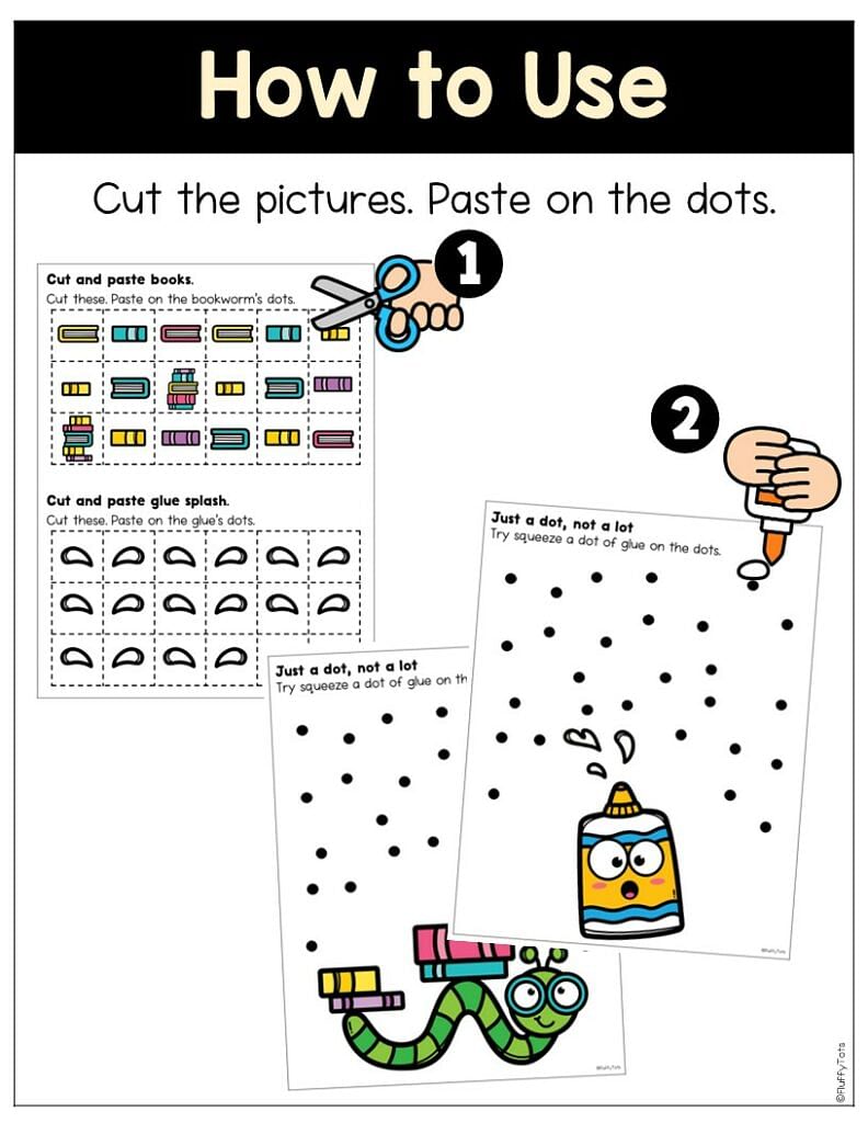 Just a Dot, Not a Lot Fun Glue Practice Worksheets 3 Glue practice worksheet with just a dot, not a lot printable