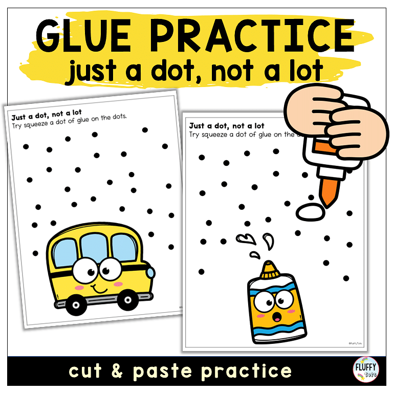 Just a Dot, Not a Lot Fun Glue Practice Worksheets 1 Just a dot, not a lot printable worksheets for glue practice