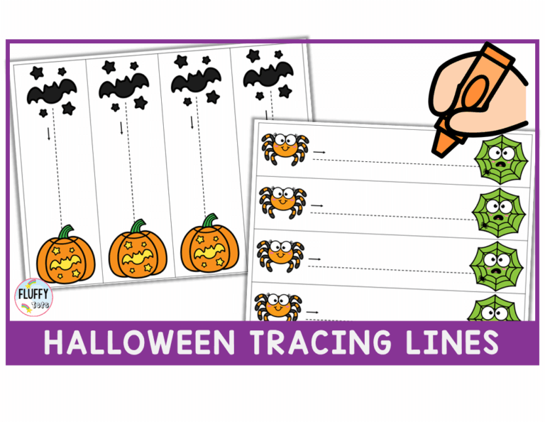 Halloween tracing lines worksheets