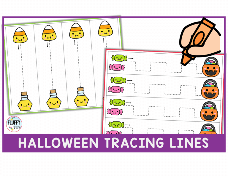 Halloween Tracing Lines Worksheets
