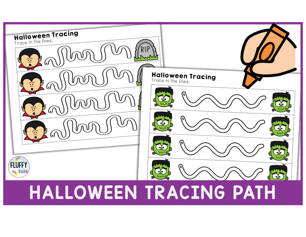 Halloween tracing lines worksheets