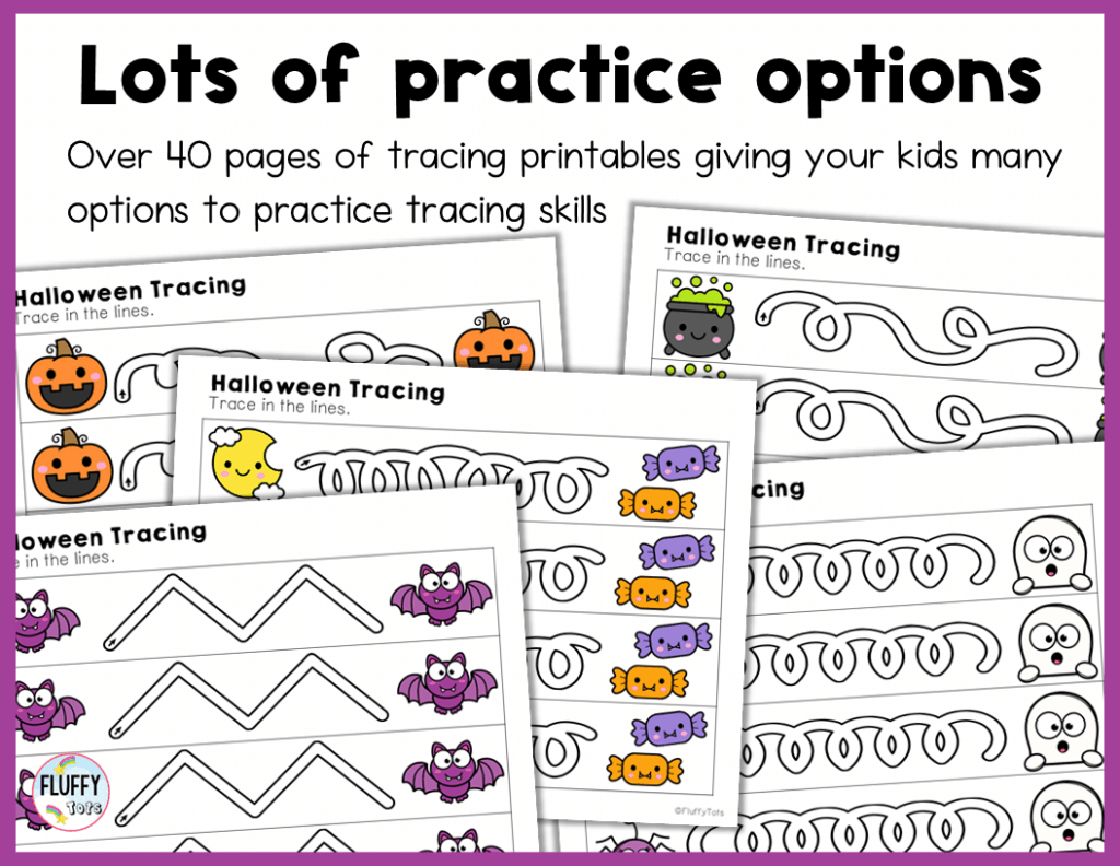 Halloween tracing lines printables worksheets